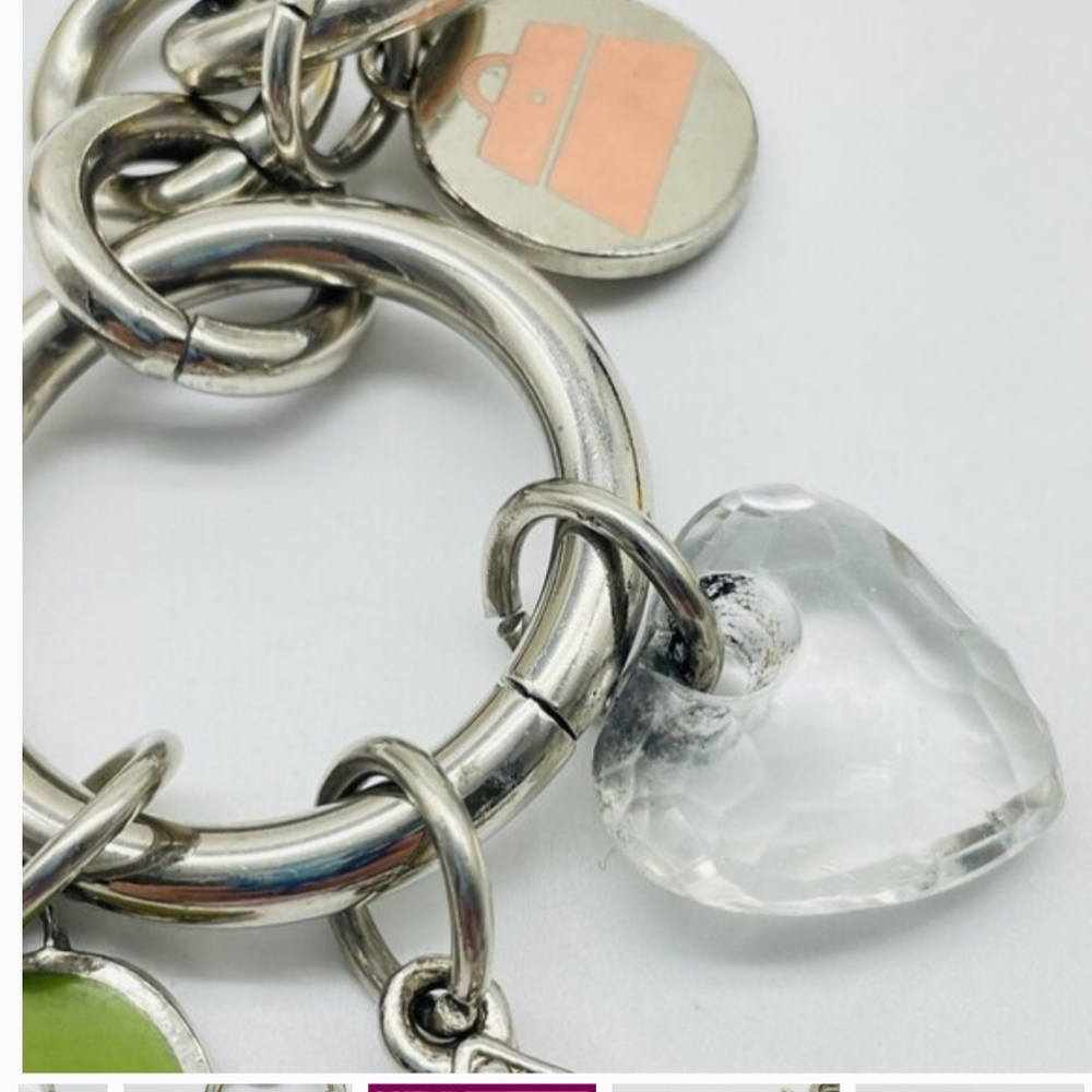 Kathy Van Zeeland Signed Rhinestone Fleur De Lis Heart Keychain Purse Charms Y2k - Picture 5 of 10